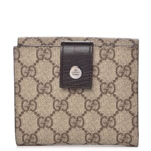 Gucci Brown French Compact Wallet Authentic Vintage